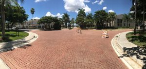 We have developed a penetrating paver dyeing process or coloring process for faded pavers.