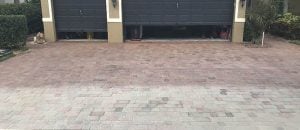 Comparing the treated pavers with the faded pavers
