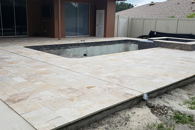 Sealing Travertine Pool Deck - Tampa, FL